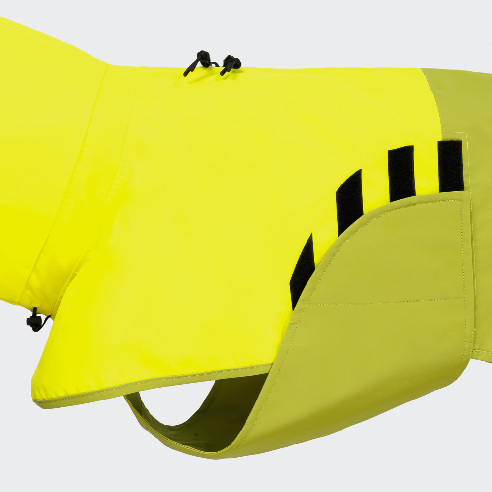 Klettverschluss Bauchschutz Cloud7 AKTIV Hunderegenmantel Neon Green-Light Olive
