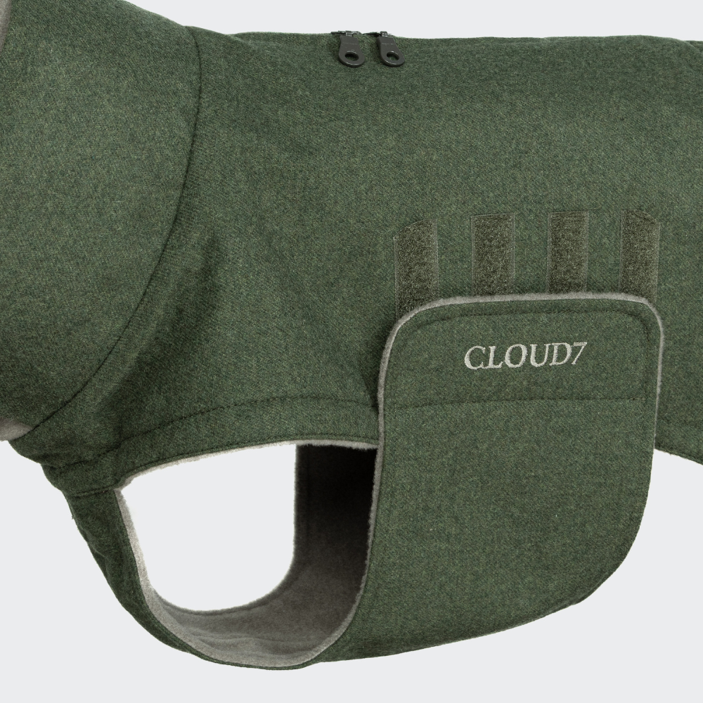 Klettverschluss Cloud7 Hundemantel Brooklyn LONG Fern Green