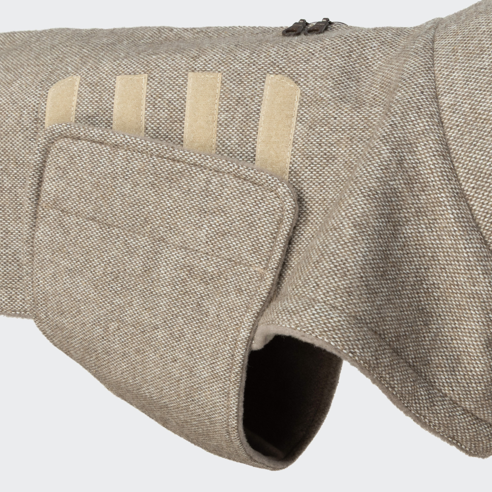 Klettverschluss Bauchschutz Cloud7 Hundemantel Brooklyn Tweed Beige