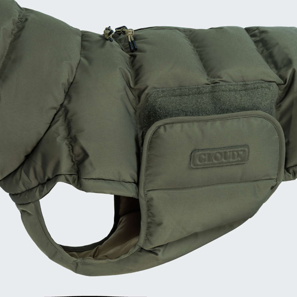 Klettverschluss Bauchschutz Cloud7 Hundemantel Winter ALASKA Light Olive