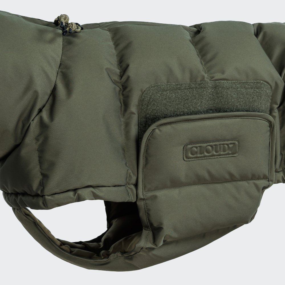 Klettverschluss Bauchschutz Cloud7 Hundemantel Winter ALASKA Windhund Light Olive