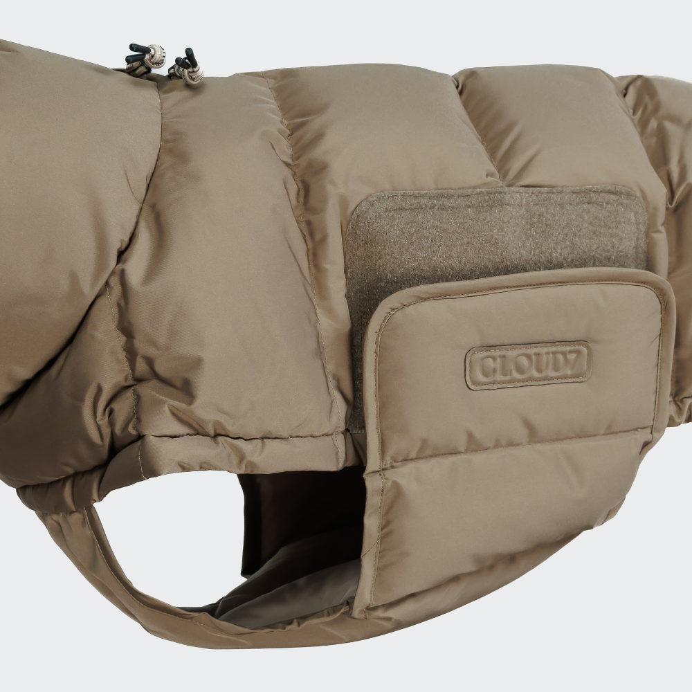Klettverschluss Bauchschutz Cloud7 Hundemantel Winter ALASKA Windhund Sandy Brown