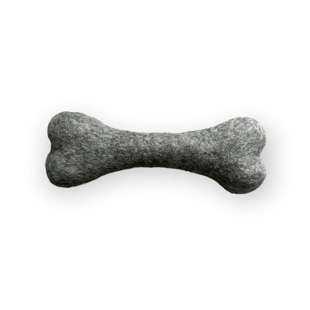 Knochen aus 100% Wollfilz HELLGRAU klein - Pawsome Pet Toys