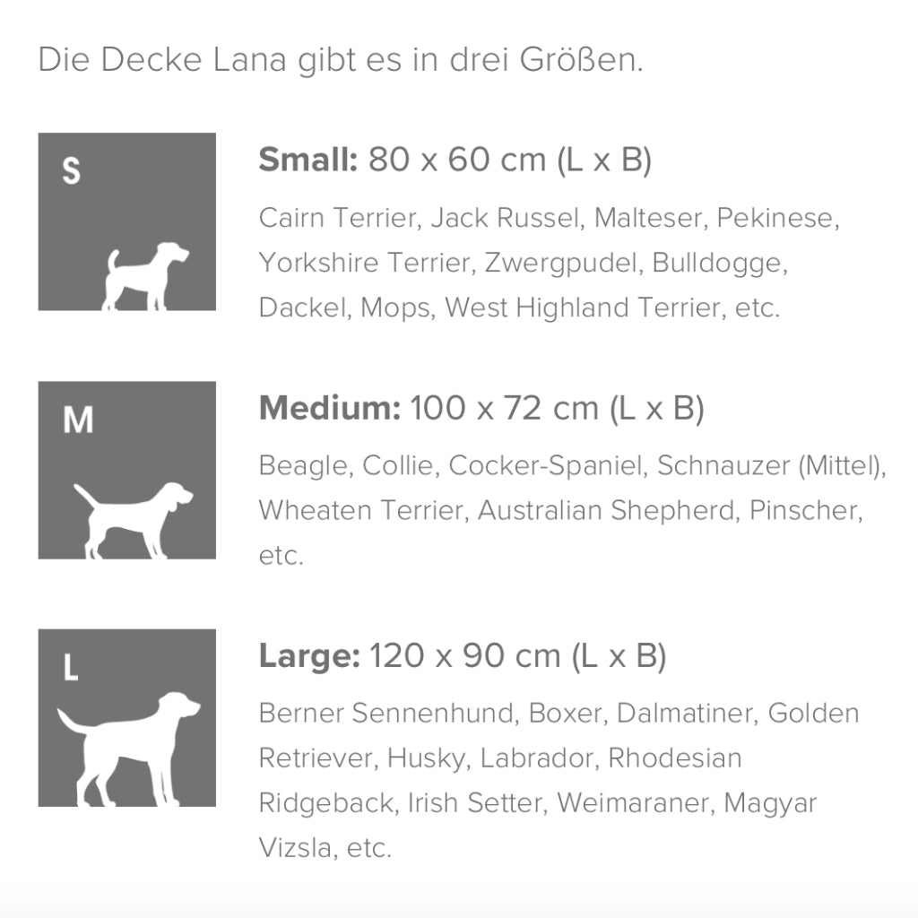 Größenübersicht Lana Decke - MiaCara