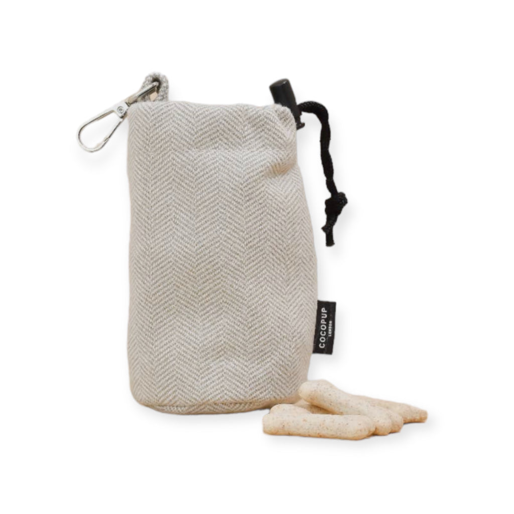 Leckerlibeutel mit Kordelzug Tweed Brown - COCOPUP London