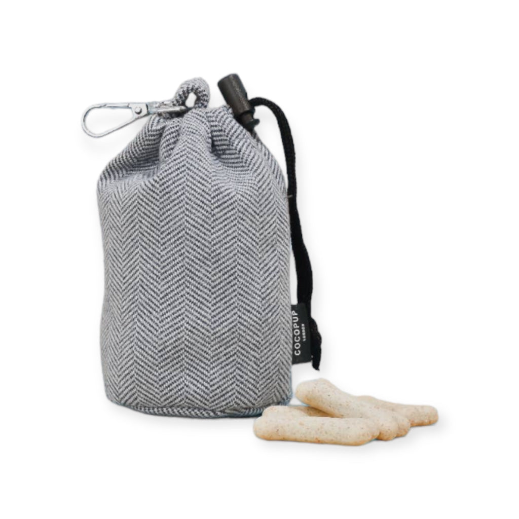 Leckerlibeutel mit Kordelzug Tweed Navy - COCOPUP London