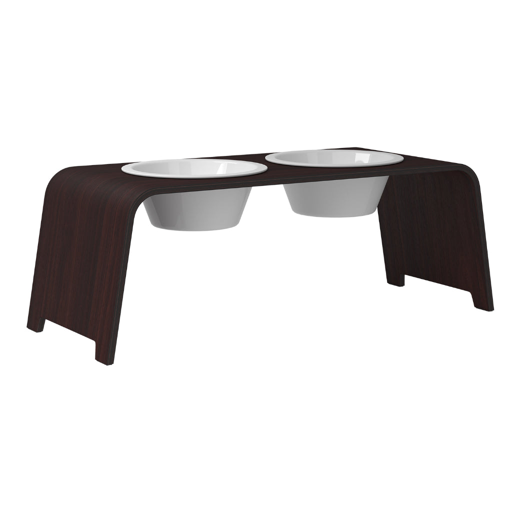 dogBar® Classic L Eiche dunkel mit Prozellan Napf