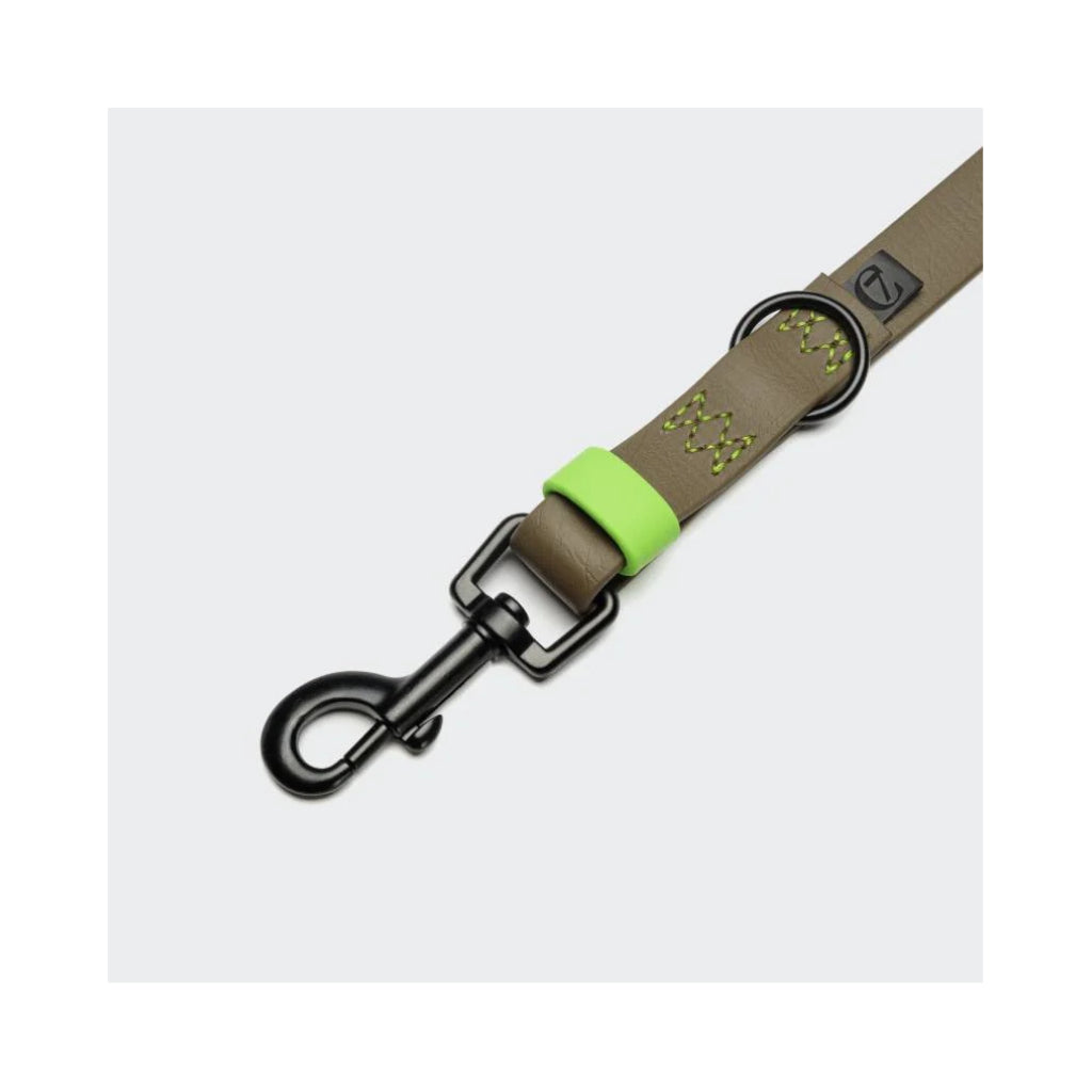 Karabiner Cloud7 Hundeleine verstellbar BioThane Ipanema Olive-Neongrün - Cloud7