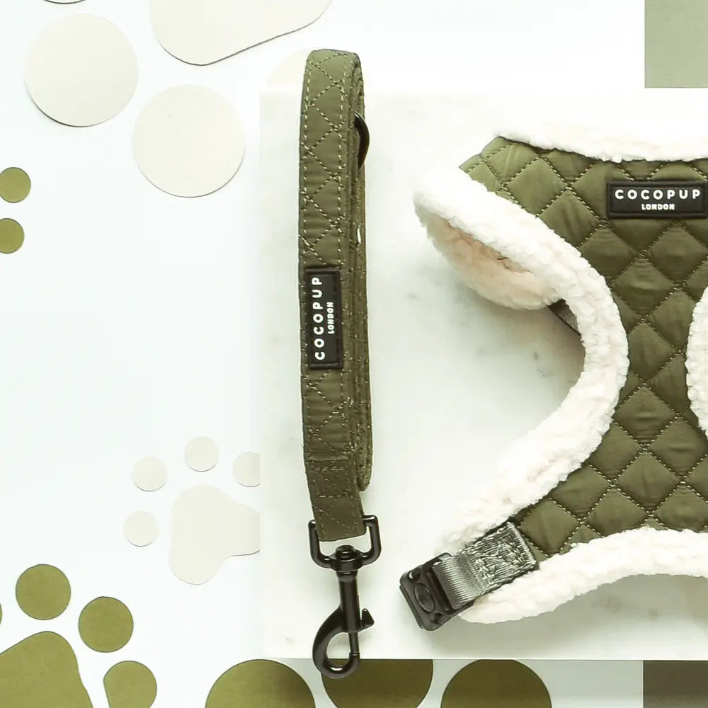 Hundeleine QUILTED gesteppt Khaki - COCOPUP London