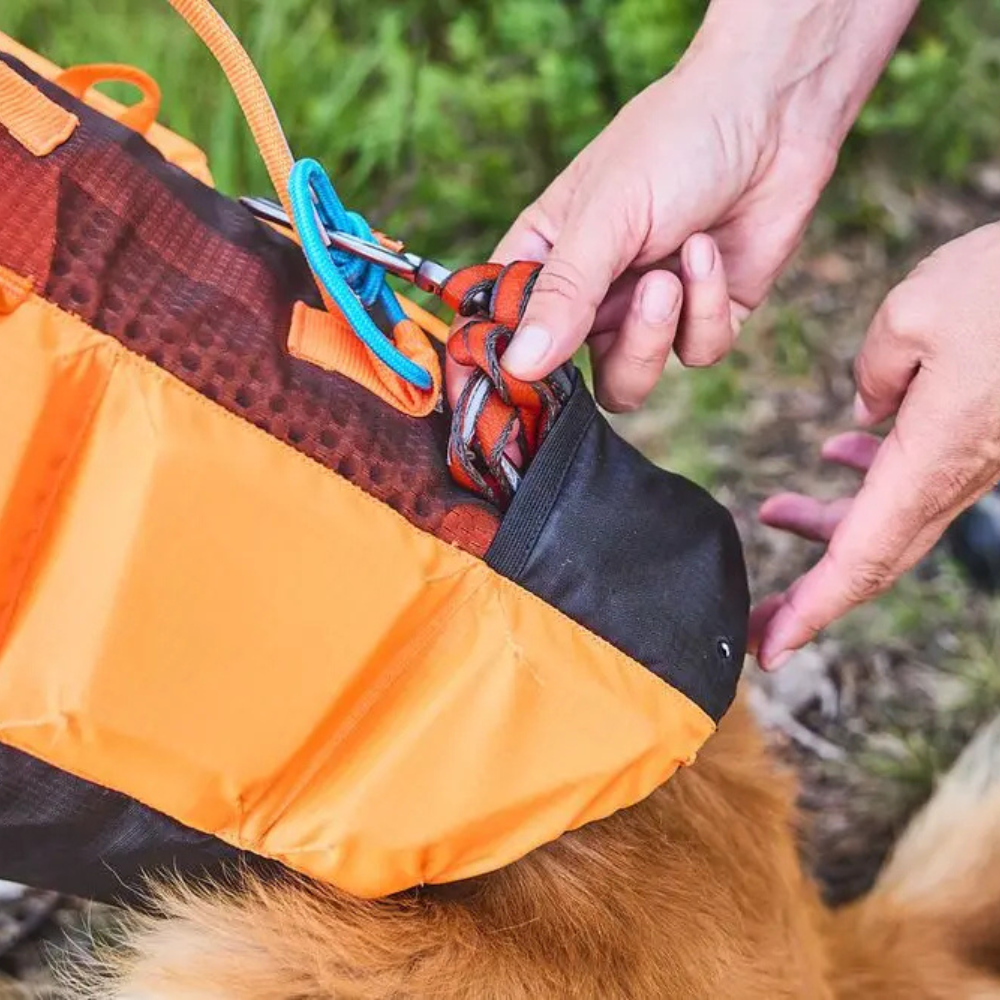 Leinenbefestigung & Tasche Hunde Schwimmweste PROTECTOR Life Jacket Orange - non-stop dogwear