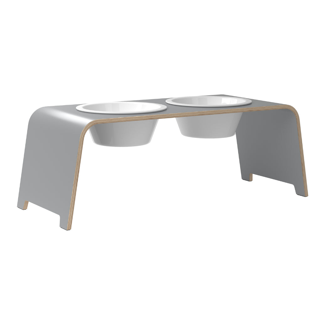 dogBar® Classic L grau mit Porzellan Napf