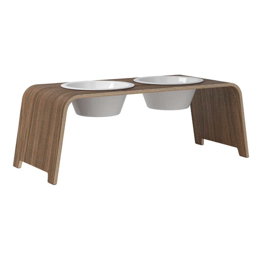 dogBar® Classic L Nussbaum mit Porzellan Napf