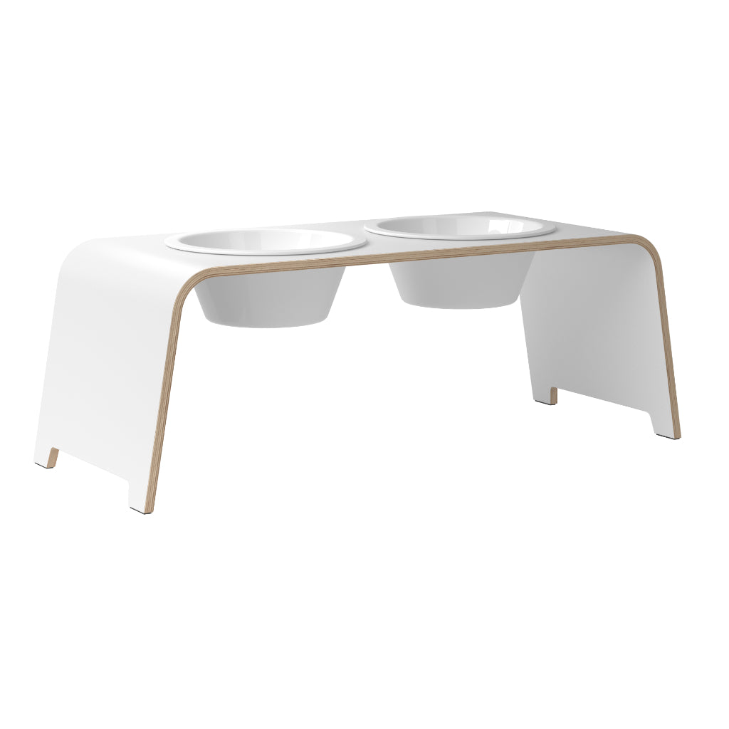 dogBar® Classic L weiß mit Porzellan Napf