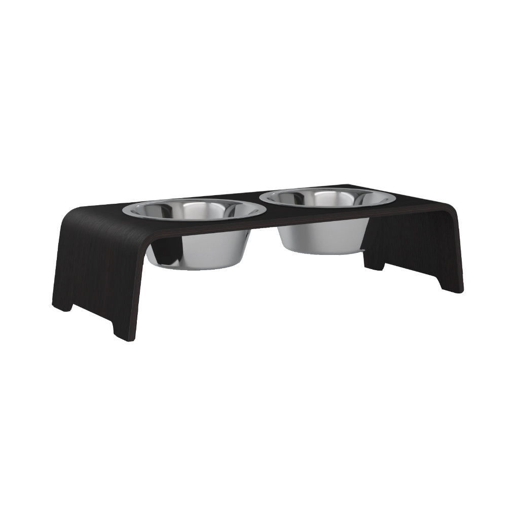 dogBar® Classic M-small Eiche dunkel mit Edelstahl Napf