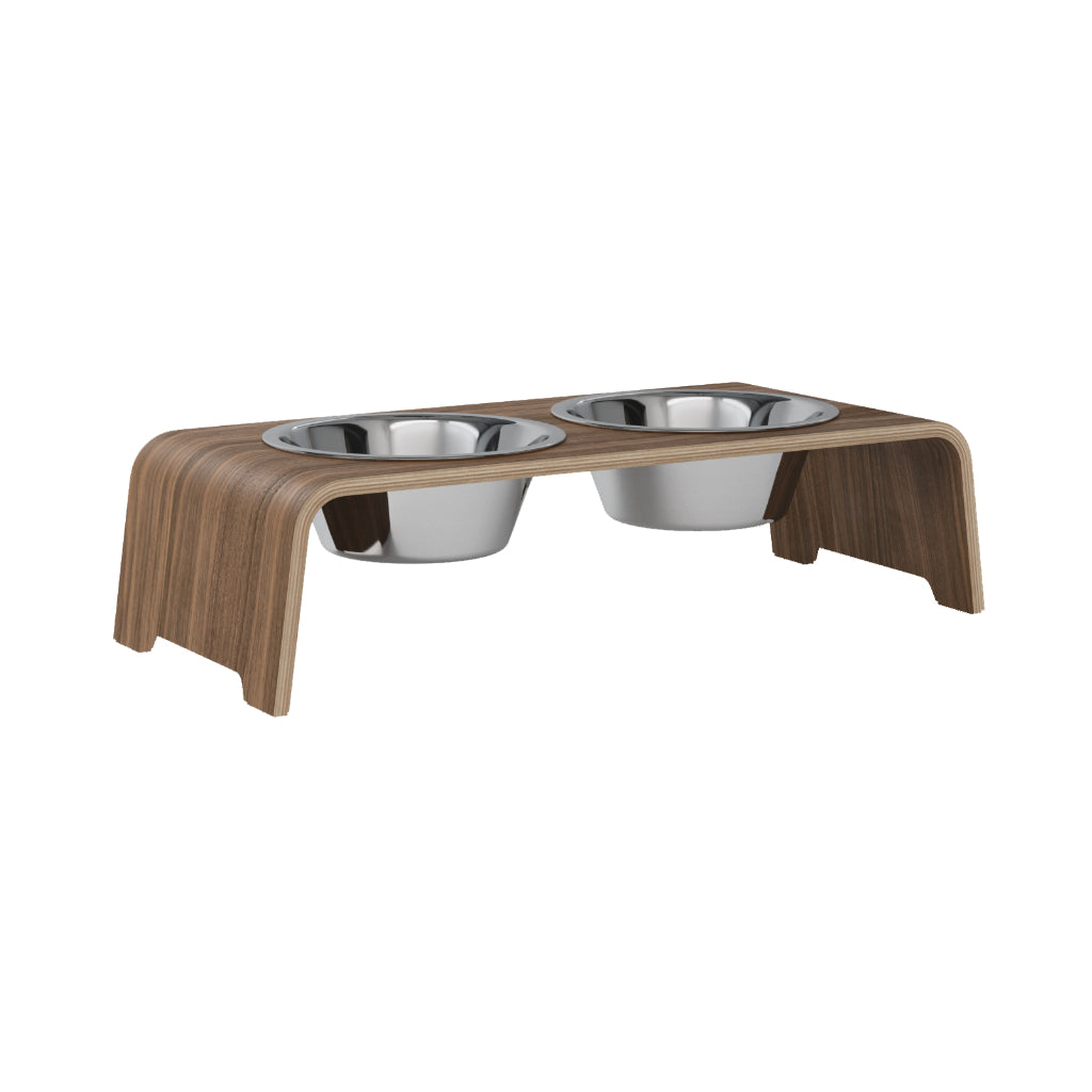 dogBar® Classic M-small Nussbaum mit Edelstahl Napf