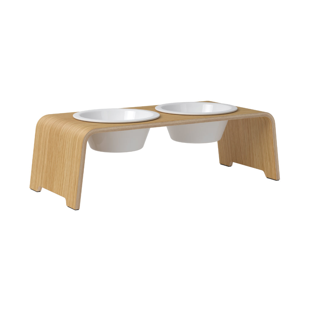 dogBar® Classic M Eiche hell mit Porzellan Napf