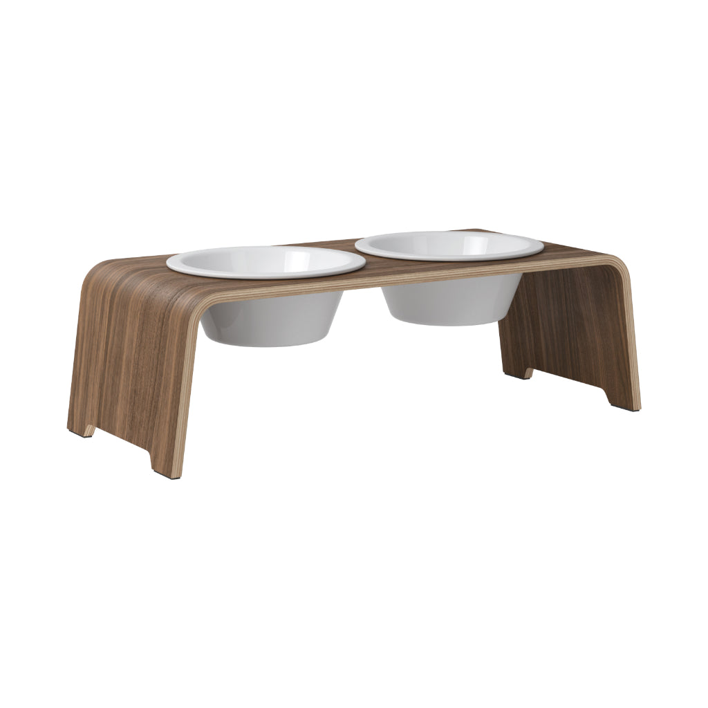 dogBar® Classic M Nussbaum mit Porzellan Napf