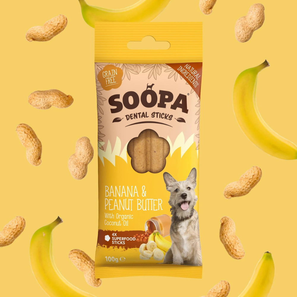 Moodbild Hundeleckerli Banane & Erdnussbutter Dental Sticks - Soopa