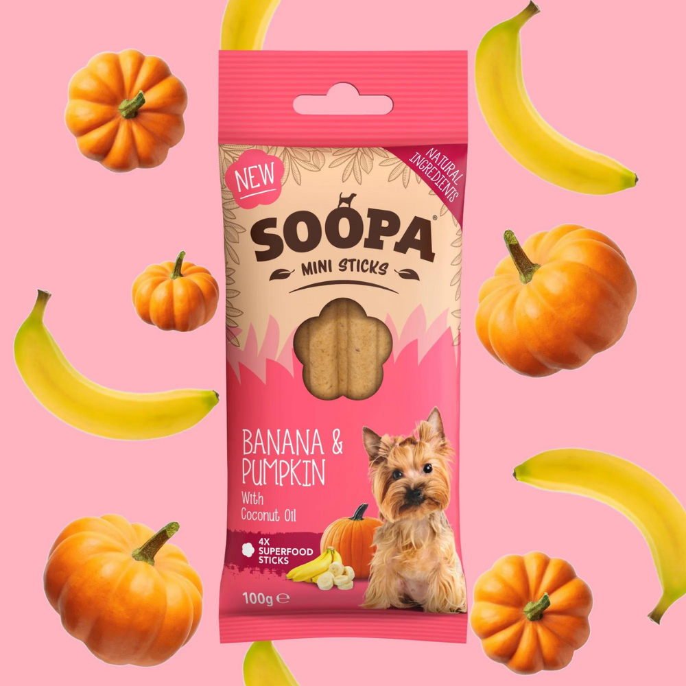 Moodbild Hundeleckerli Banane & Kürbis Mini Sticks - Soopa