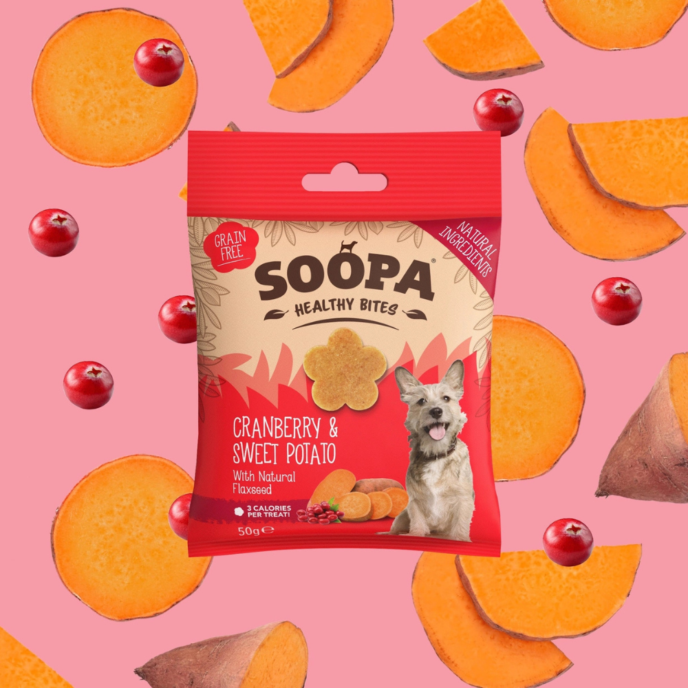 Moodbild Hundeleckerli Preiselbeerem & Süßkartoffel Healthy Bites - Soopa