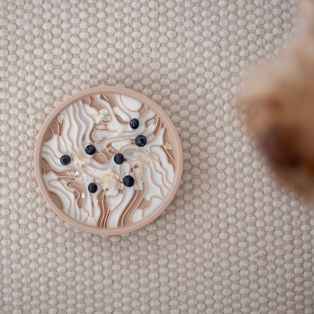 Moodbild mit Essen 2er-Set Slow Feeder Bowl & Lick Mat WATER Nude - LOVIN'DOG