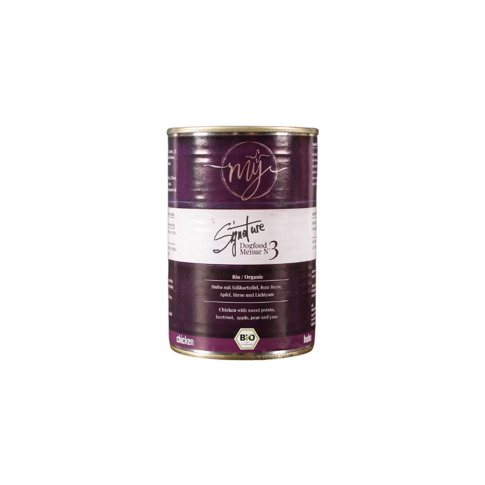 Mÿ Signature No. 3 Bio-Huhn. Süßkartoffel. Rote Beete. Apfel. Birne. Lichtyams 410g