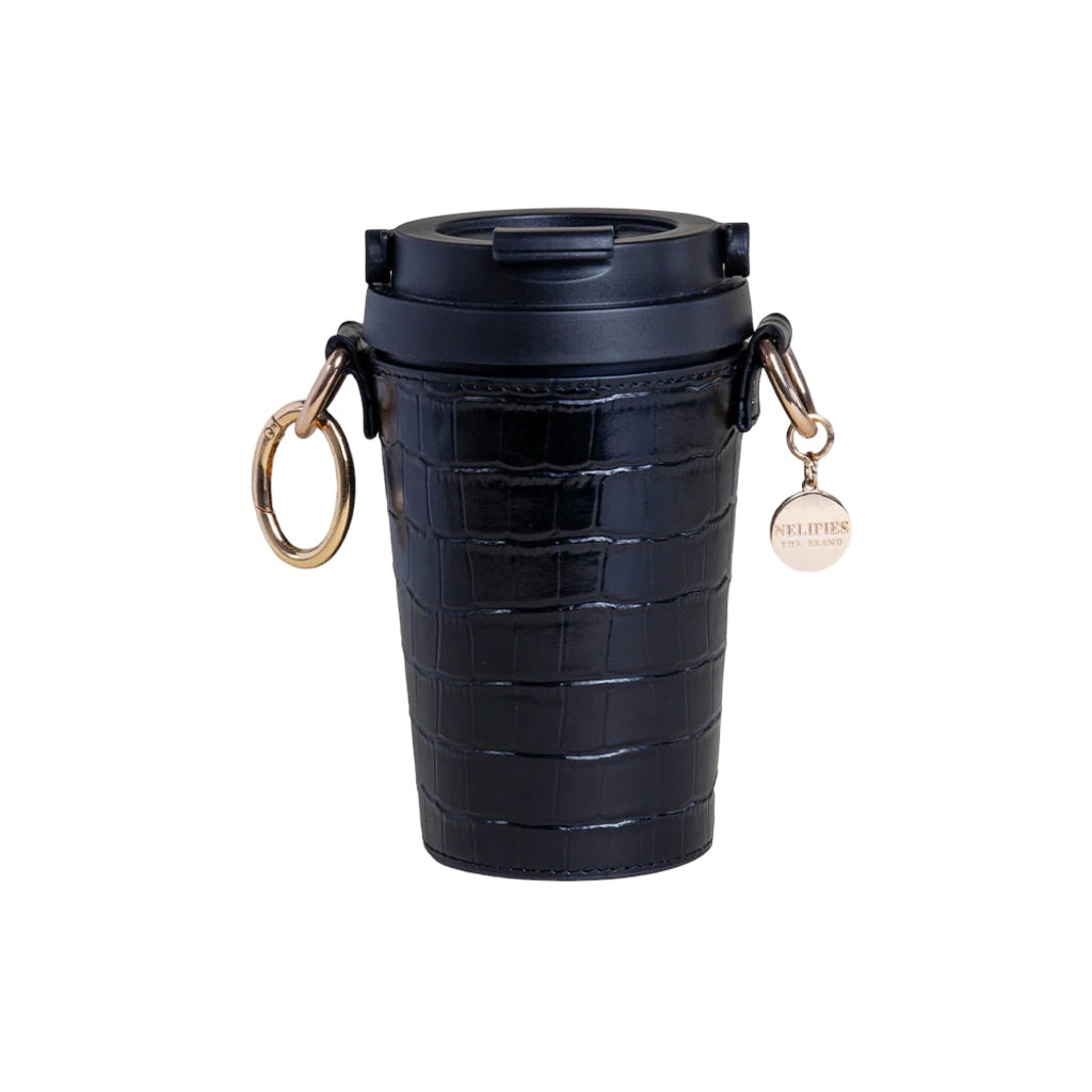 Cupholder Leder Schwarz & heller Henkel - Nelipies