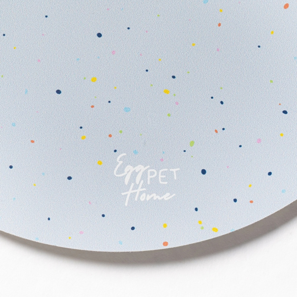 New Party Bone-Napfunterlage Blau Logo - egg back home