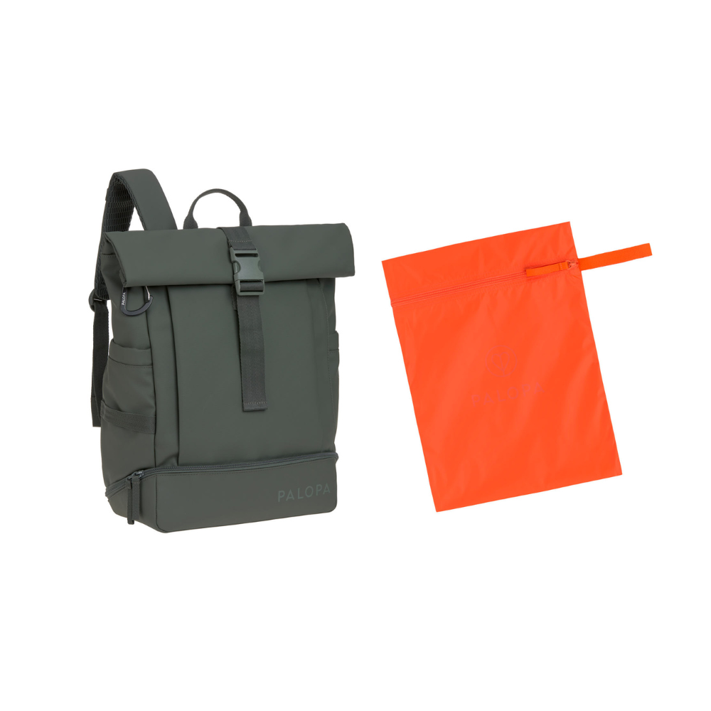 PALOPA Rolltop Backpack YOSKA Dark Olive + Beutel