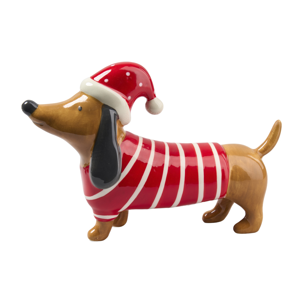 Weihnachts Dackel aus Keramik