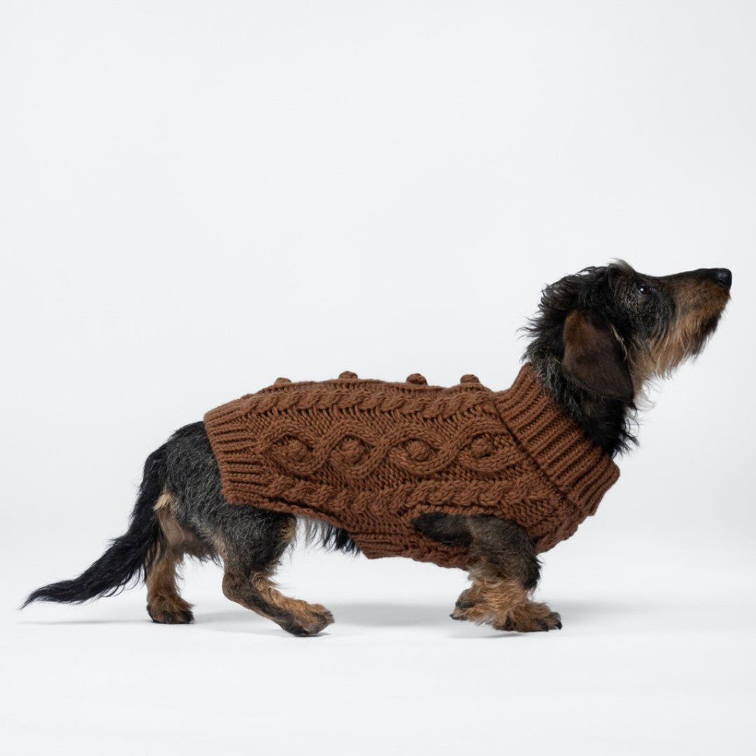 PAIKKA Hundepullover handgestrickt Camel