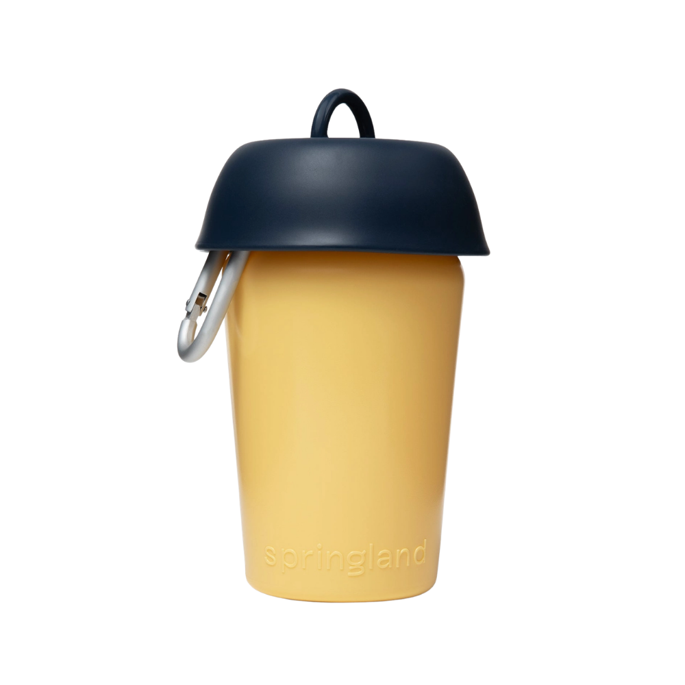 Reisetrinkflasche Flip Hundeflasche Dark Blue/Butter Yellow limited Edition geschlossen - springland