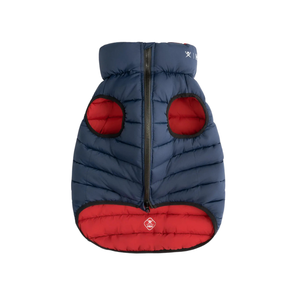 Reißverschluss Unterseite Hundewendejacke Marineblau / Beerenrot - Hugo & Hudson
