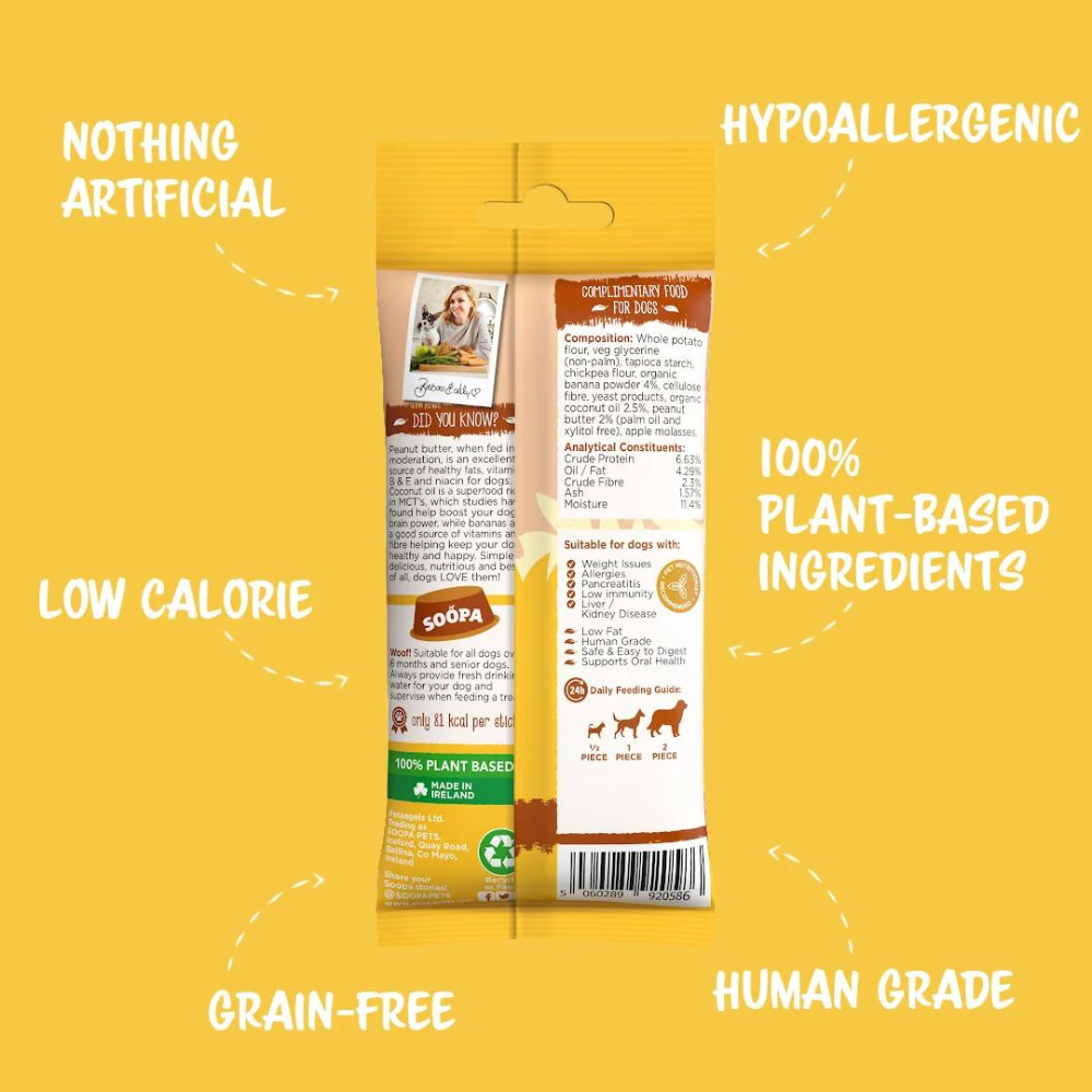 Rückseite Hundeleckerli Banane & Erdnussbutter Dental Sticks - Soopa