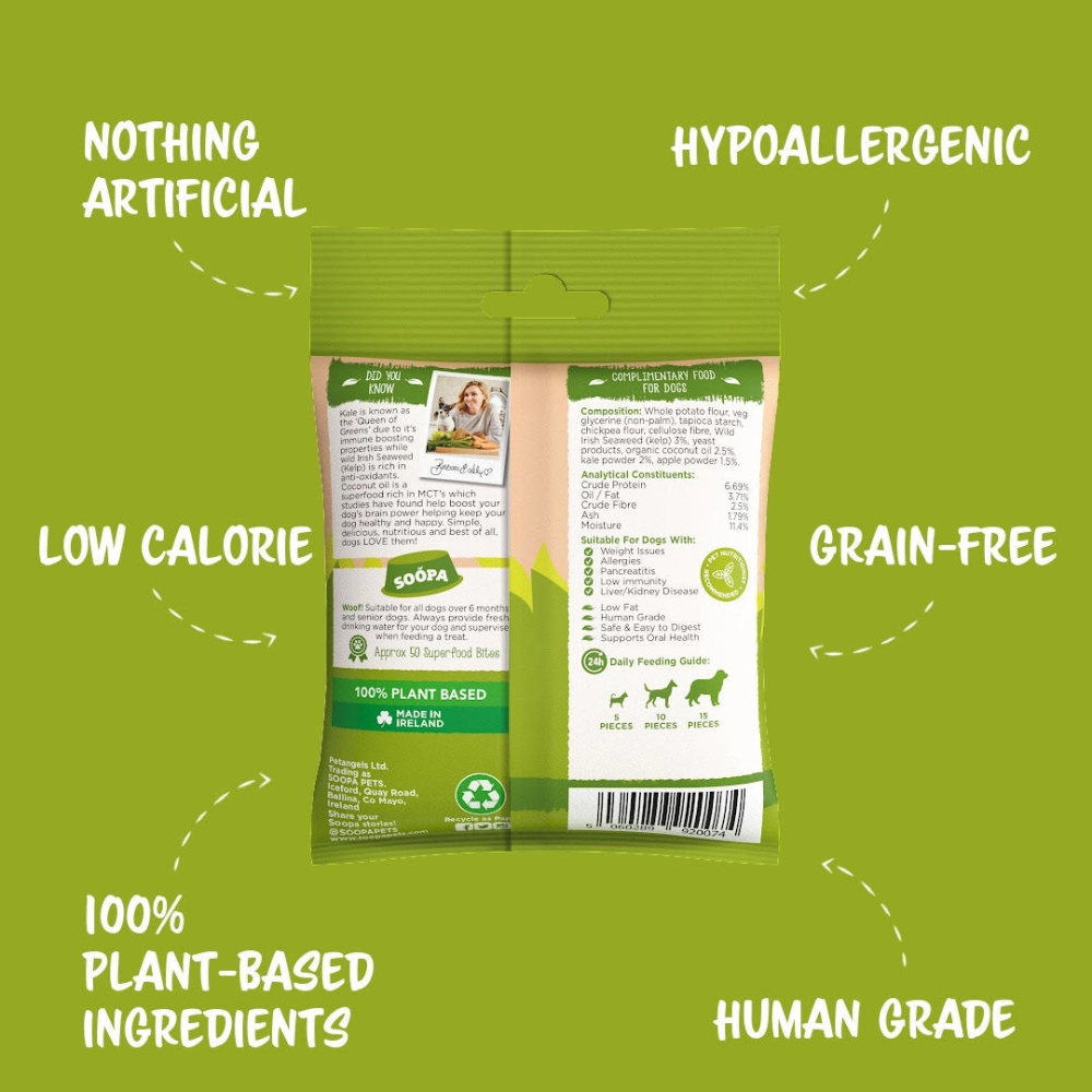 Rückseite Hundeleckerli Grünkohl & Apfel Healthy Bites - Soopa