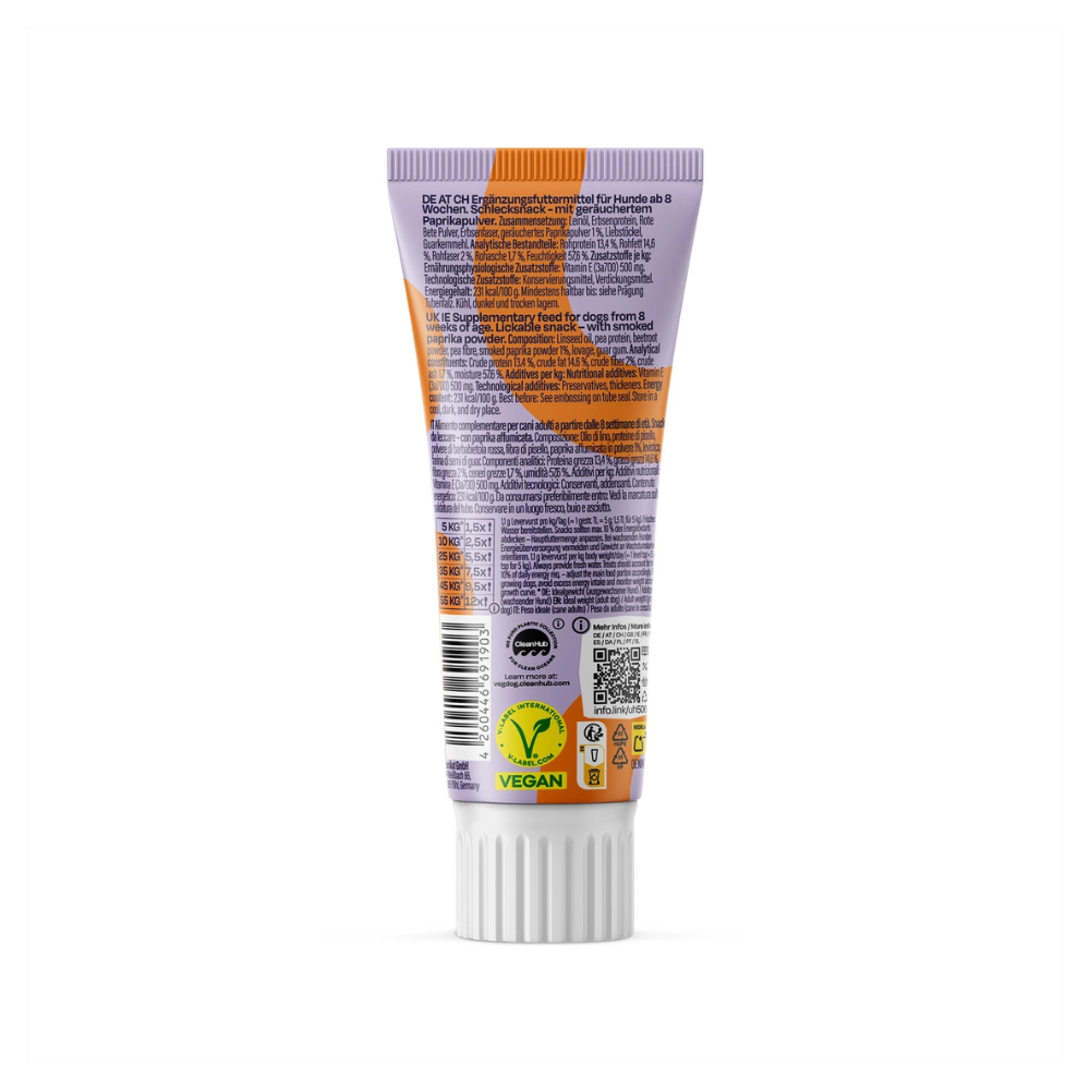 Rückseite Tube hypoallergene Leverwurst - VEGDOG