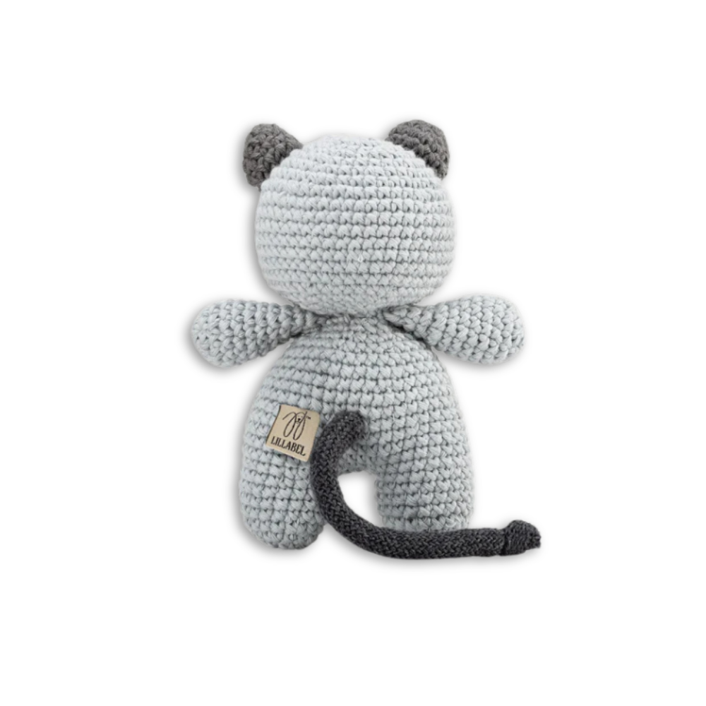 Rückseite Hundespielzeug Katze CHARLIE gehäkelt 14 cm - Lillabel