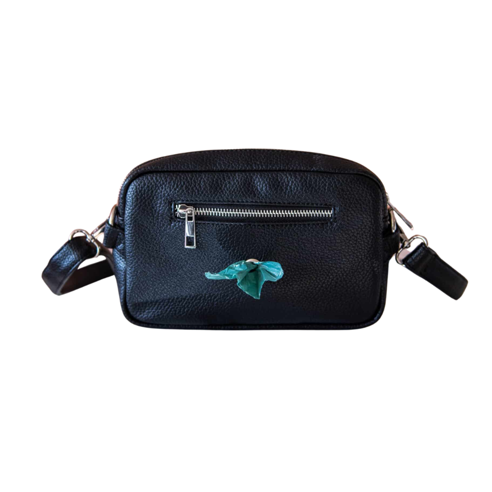 Rückseite mit Kotbeutelspender Gassitasche Fancy Dog Walking Vegan Black - floofs & cookies