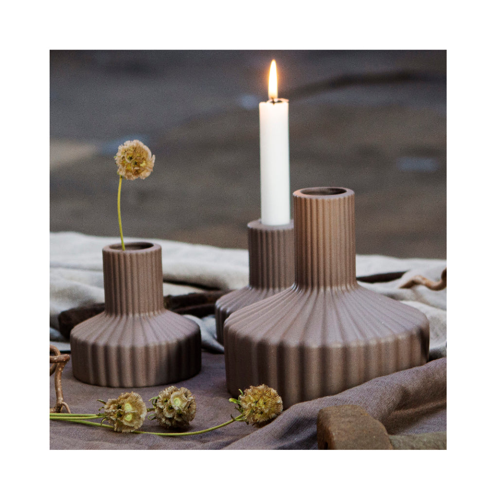 Samet Vase L Brown