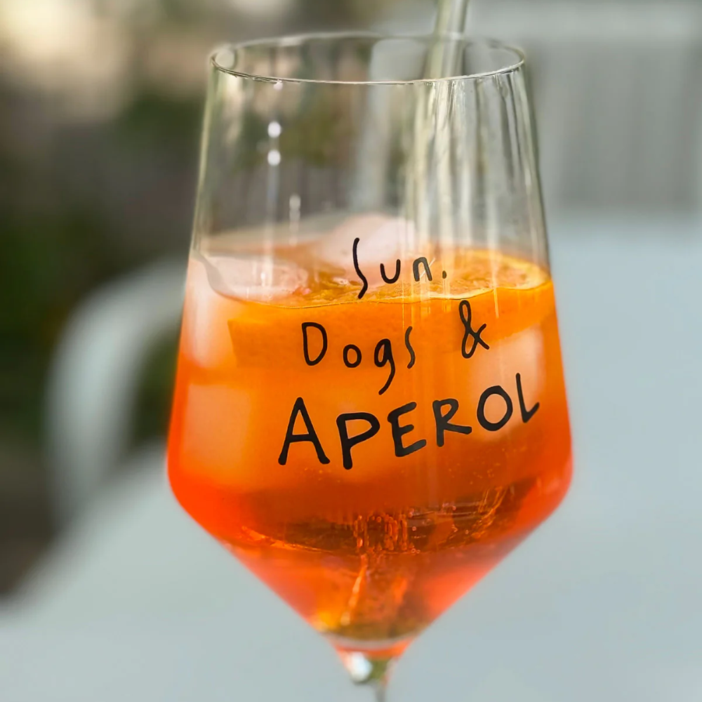"SUN DOGS & APEROL“ Glas 55cl befüllt - Lieblingspfote