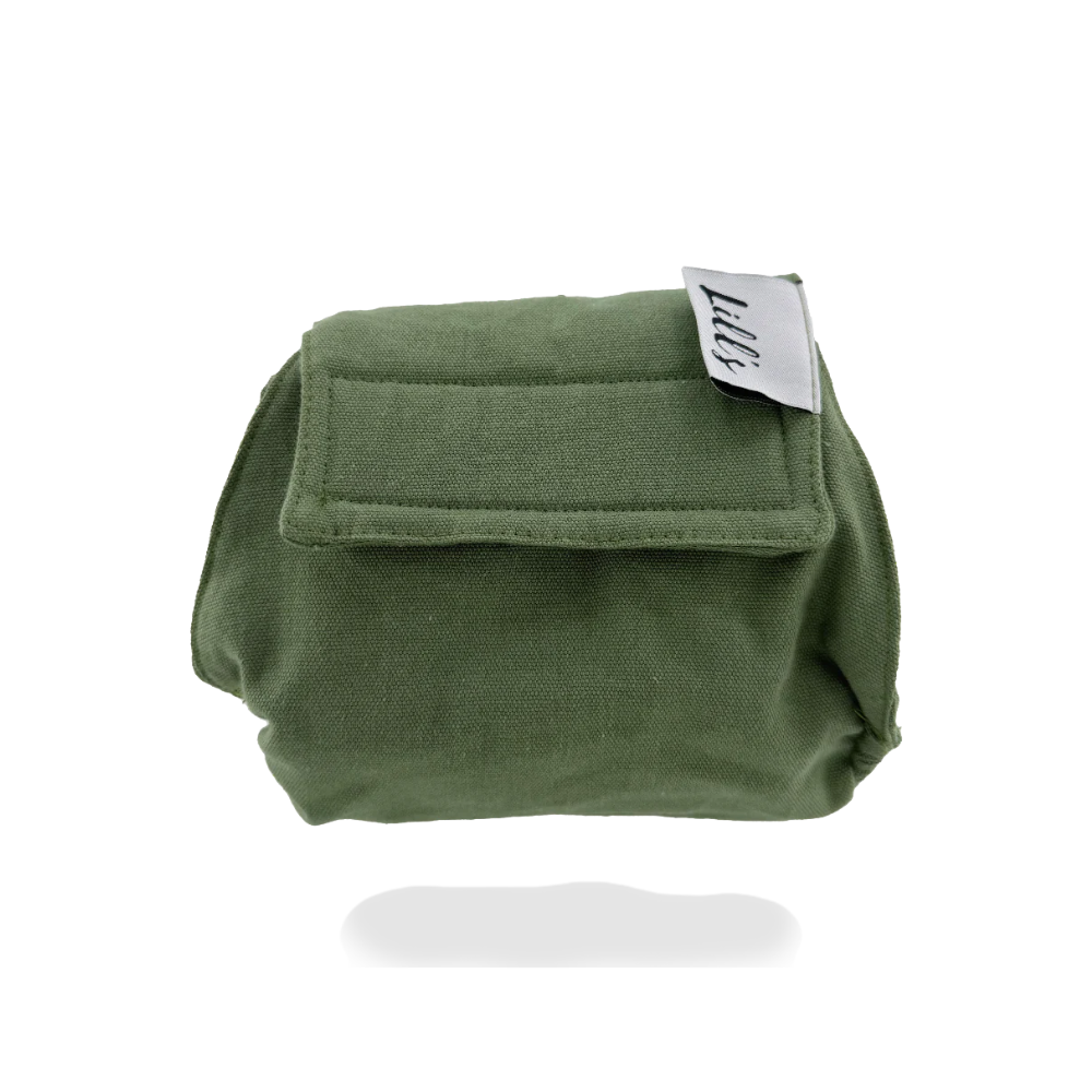 Seitenansicht Rüdenwindel LEON aus Bio-Baumwolle OLIVE - lill's