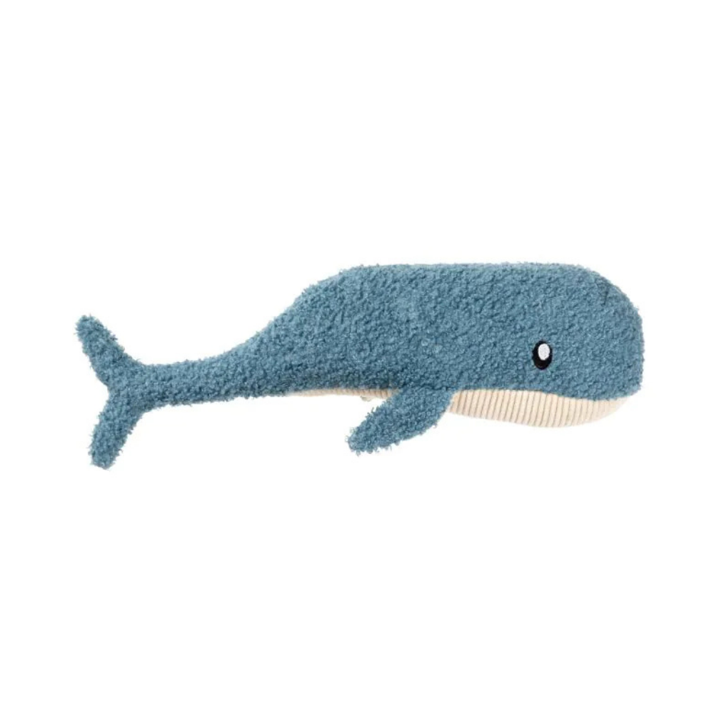 Seitenansicht Hundespielzeug - Sea Life Toy - French Blue Whale - FuzzYard