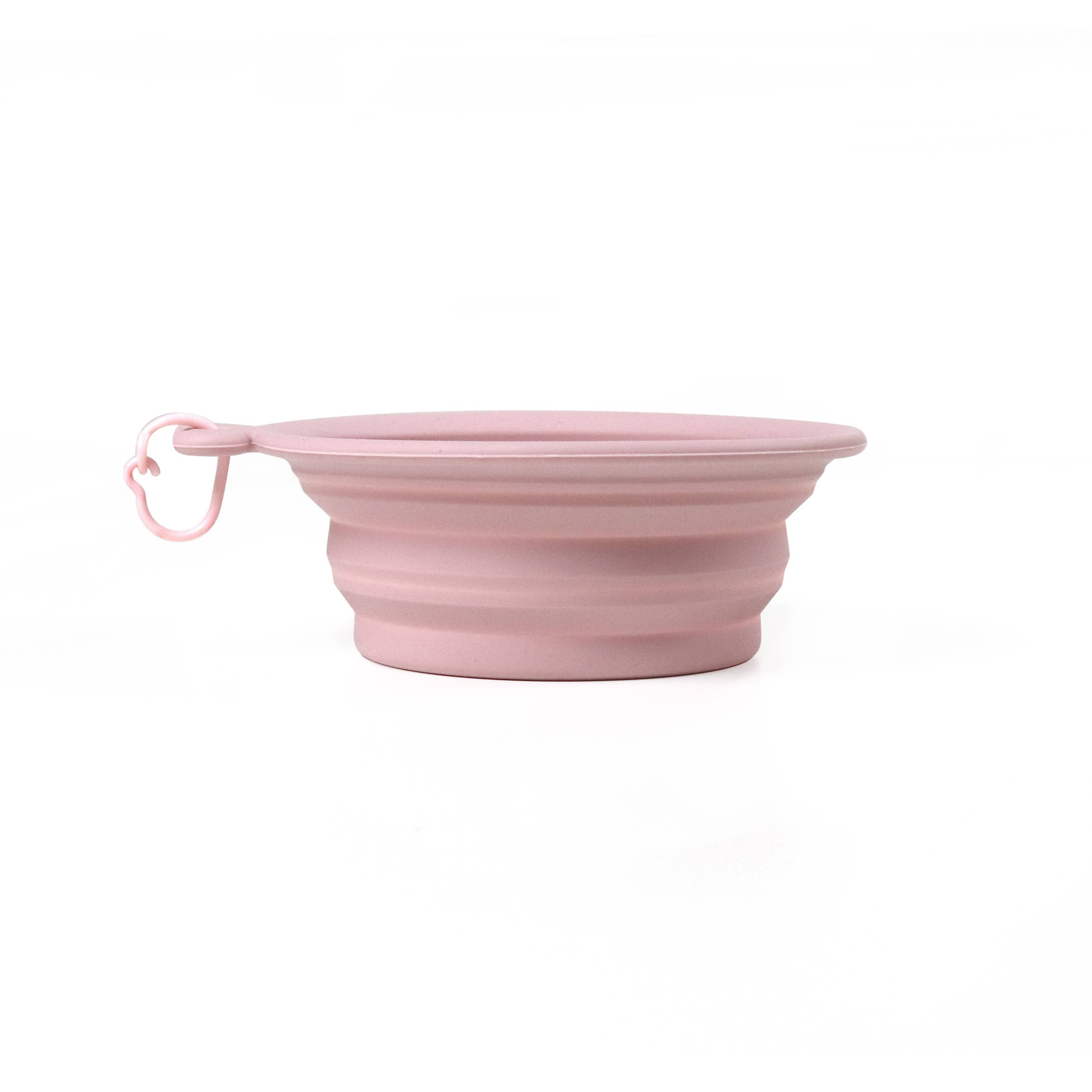 Seitenansicht faltbare Reisenapf aus Silikon 750 ml Rosa O Bowl - United Pets
