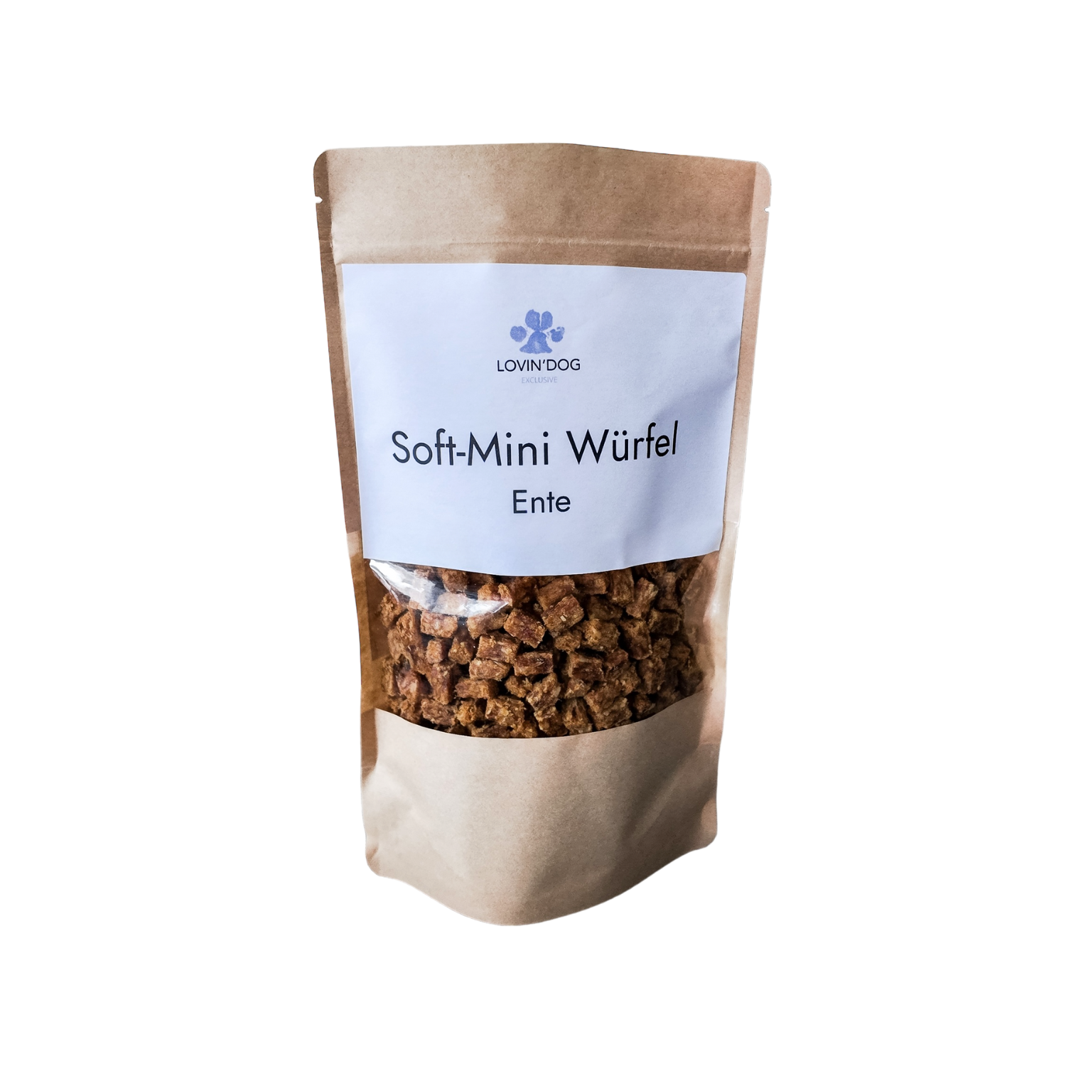 Verpackung SOFT Leckerli - Ente Mini-Würfel 250g - LOVINDOG