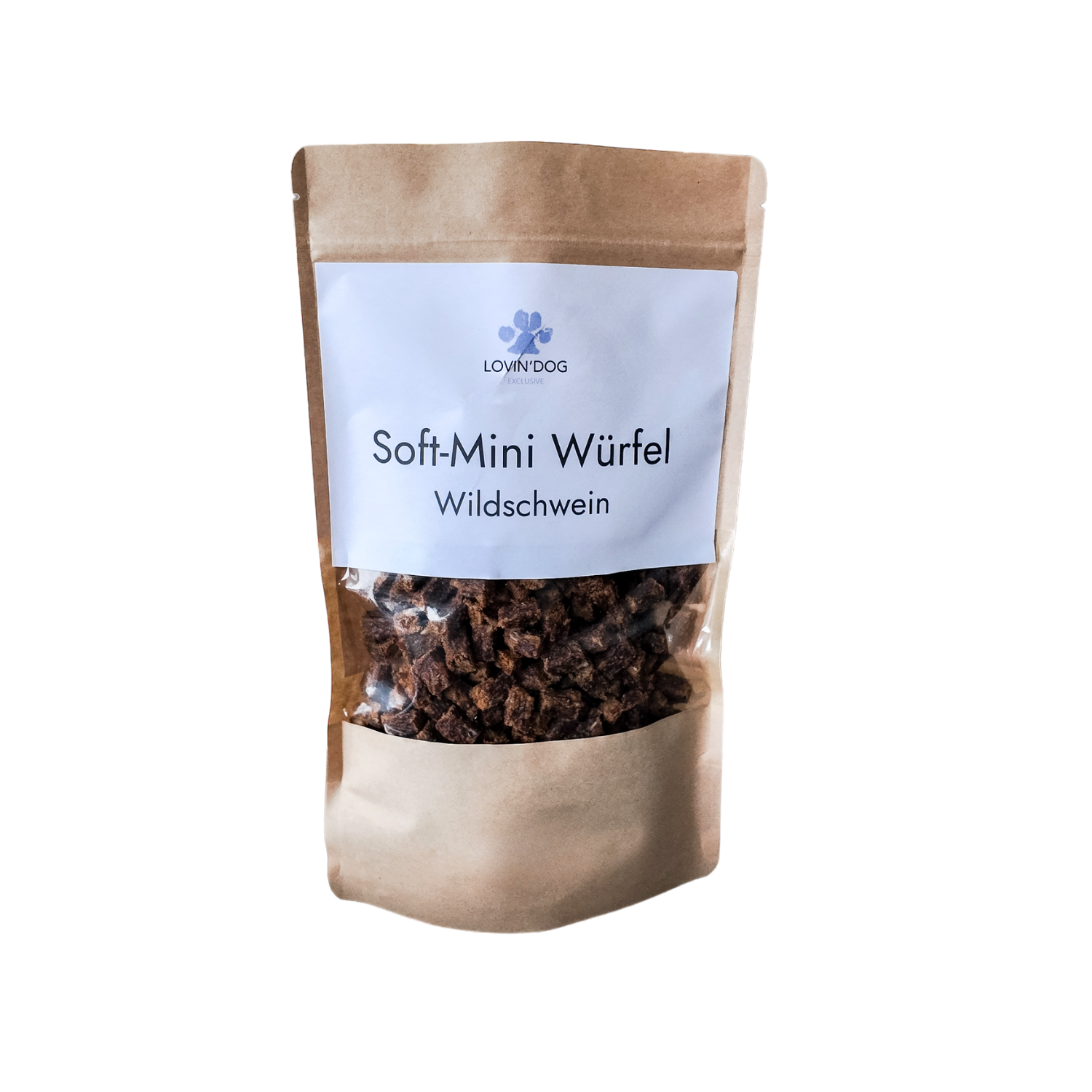 Verpackung SOFT Leckerli - Wildschwein Mini-Würfel 250g - LOVIN'DOG