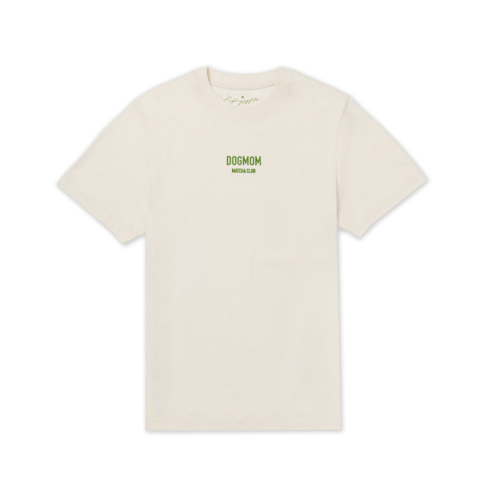 T-Shirt DOGMOM MATCHA CLUB Natural Raw gestickt - Limited Edition - Lieblingspfote