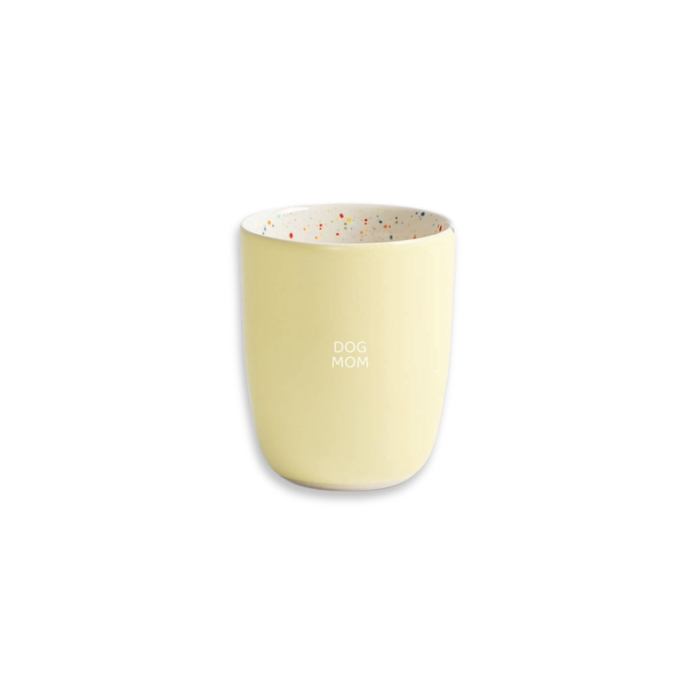 Tasse BREEZE Medium Cup gelb 220 ml mit DOGMOM weiß - egg back home