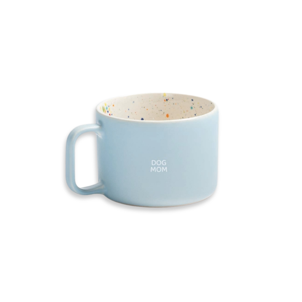 Tasse BREEZE Mug blau 450 ml mit DOGMOM weiß - egg back home
