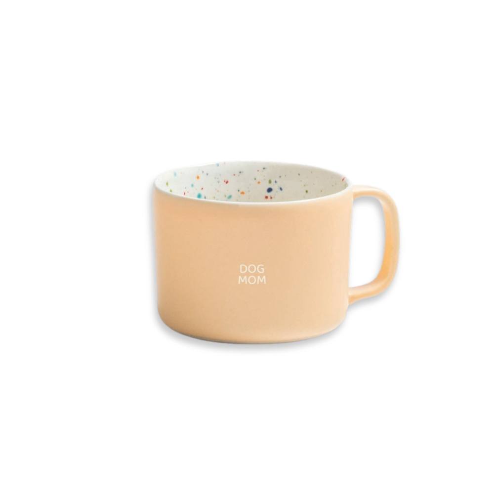 Tasse BREEZE Mug orange 450 ml mit DOGMOM weiß - egg back home