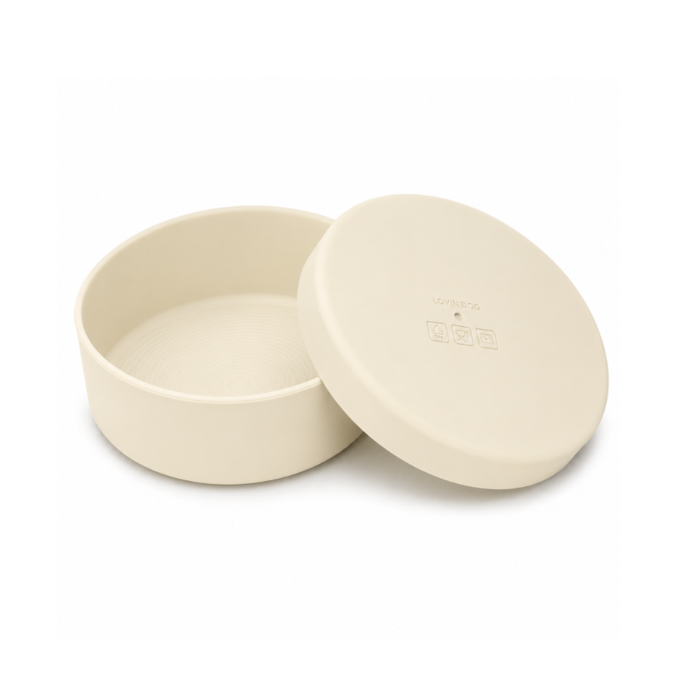 Travel Napf Set mit Deckel aus TPE BUTTERYELLOW - LOVIN'DOG